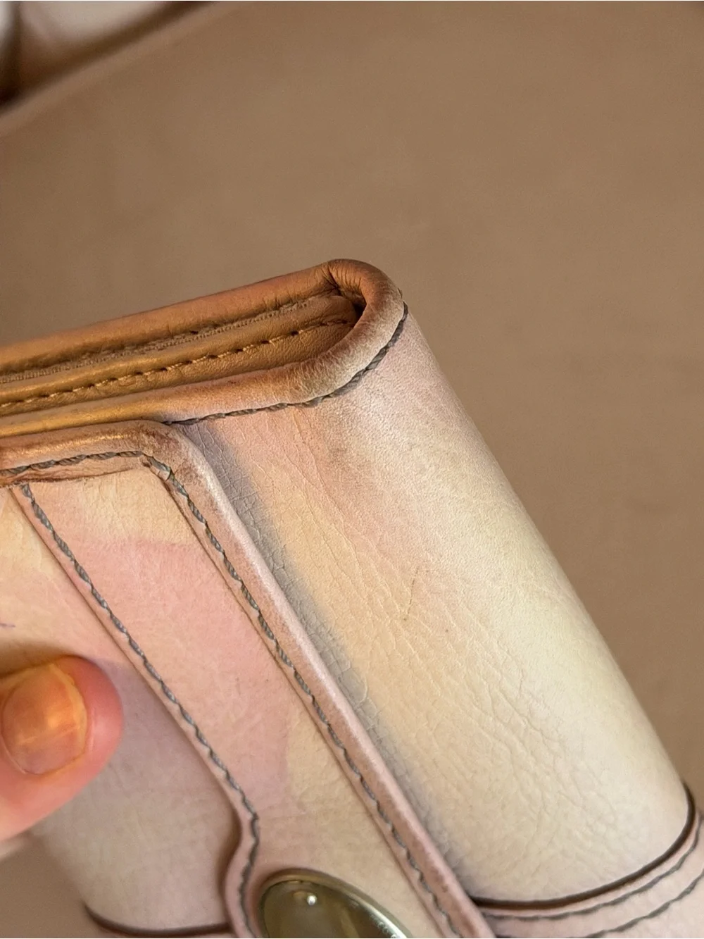 Fossil Pale Pink Leather Foldover Wallet with Silver-Tone Lock